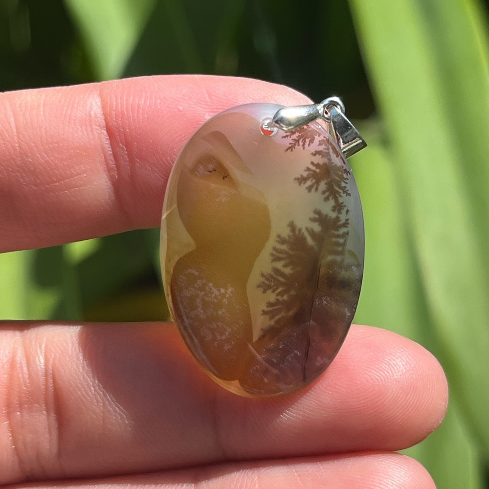 Sterling silver dendritic tree agate pendant 1279